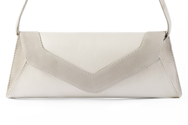 Off white women's dress clutch, for weddings, ceremonies, cocktails and parties. Profile view - Florence KOOIJMAN